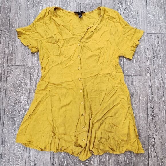 Forever 21 Dresses & Skirts - 🇬🇪🍑Forever 21 Yellow Rayon Short Sleeve Dress Size 2X